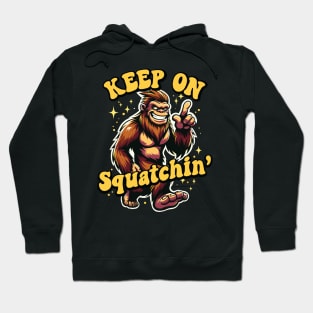 Gone Squatchin' Retro Bigfoot Hunter Graphic Hoodie